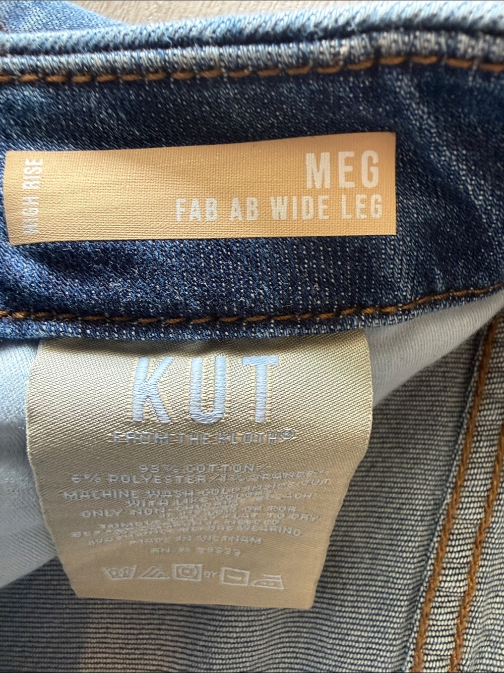 Meg Fab Ab Raw Hem High Waist Wide Leg Jeans Sz 14 - Picture 4 of 14